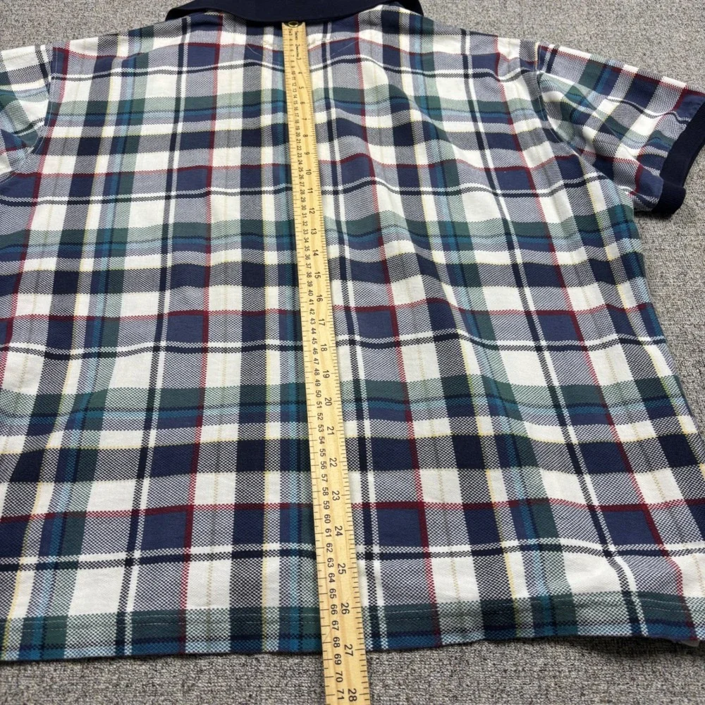 Chaps Ralph Lauren Polo Shirt Mens L Multi Plaid Vintage Short Sleeve Pique